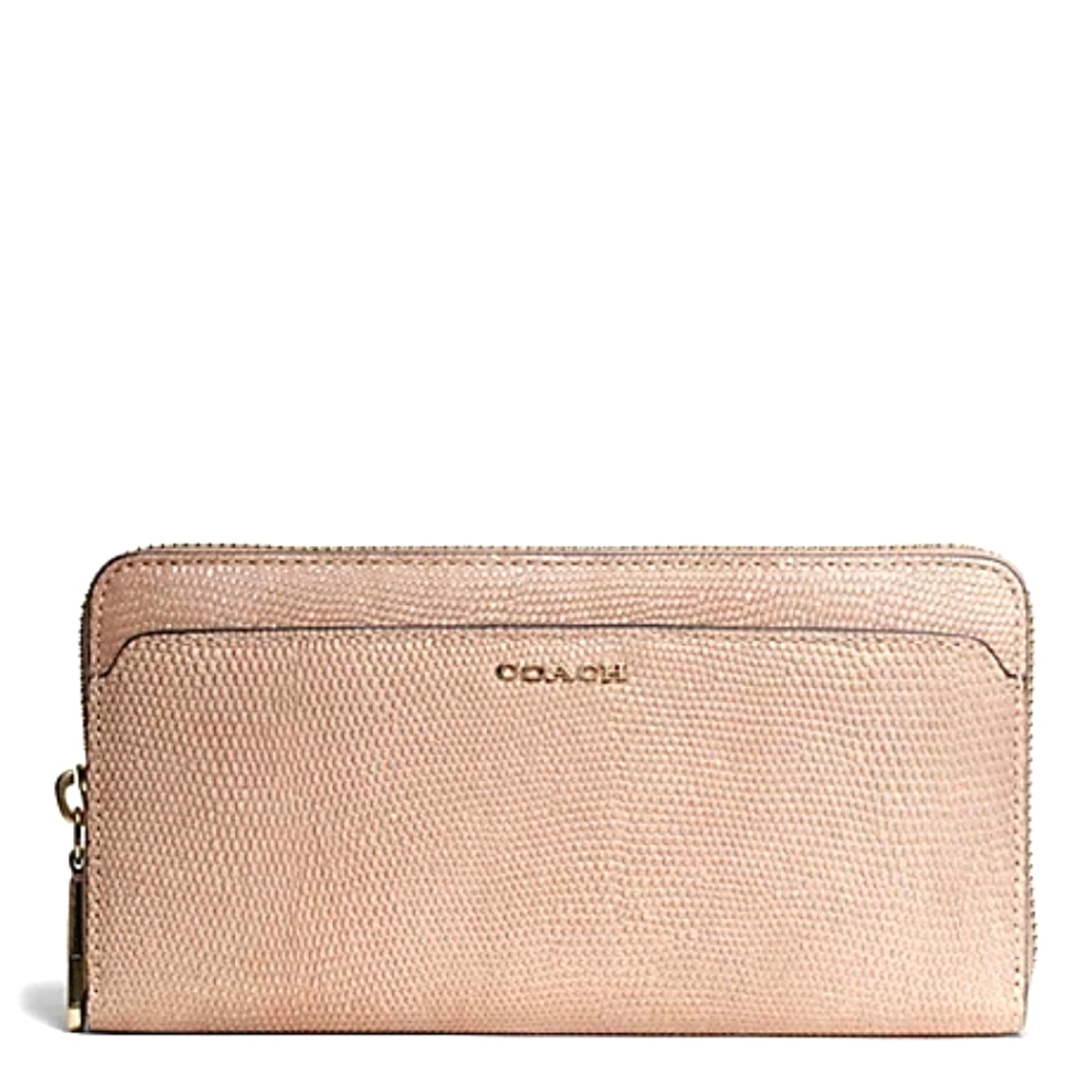 💛 Coach Madison Metallic Gold Glitter Lizard Envelope Accordion Wallet